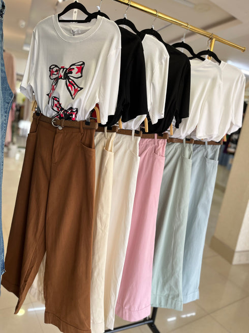 Summer Solid Colour Pant With Belt